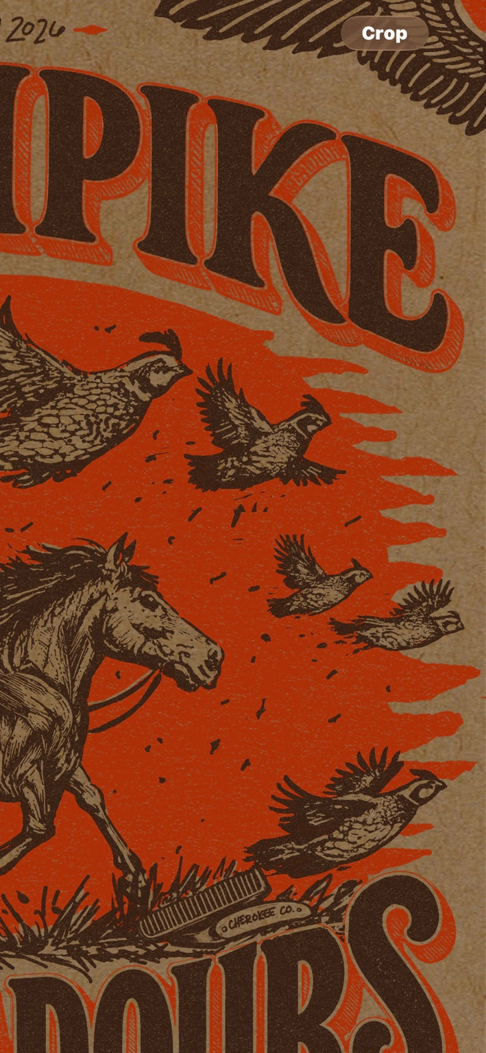 Turnpike poster quail and lettering detail