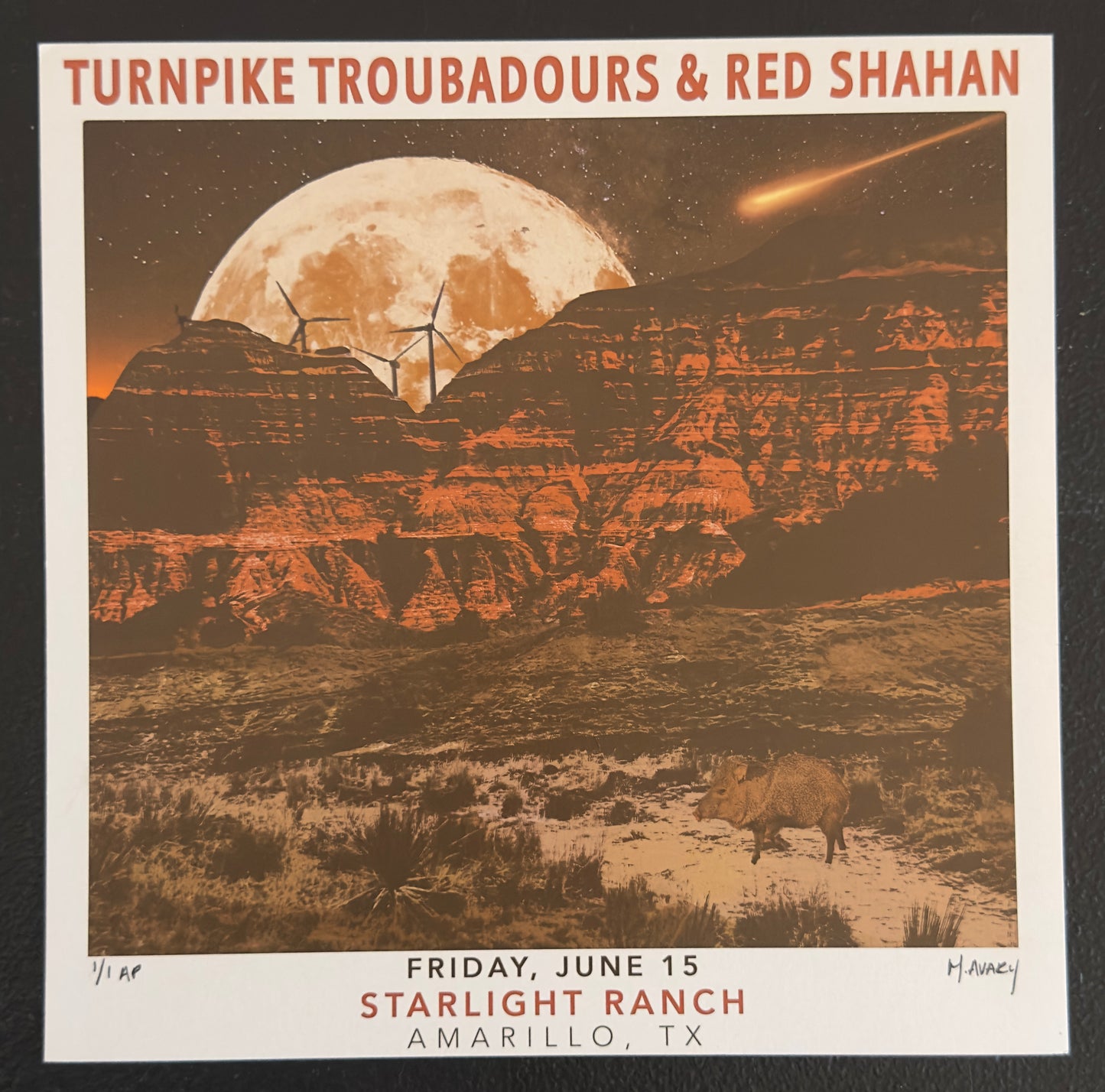 Red Shahan - (Vintage 1 of 1) Square Print - w/ Turnpike Troubadours - Starlight Ranch