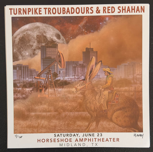 Red Shahan - (Vintage 1 of 1) Square Print - w/ Turnpike Troubadours - Horseshoe Amp Midland