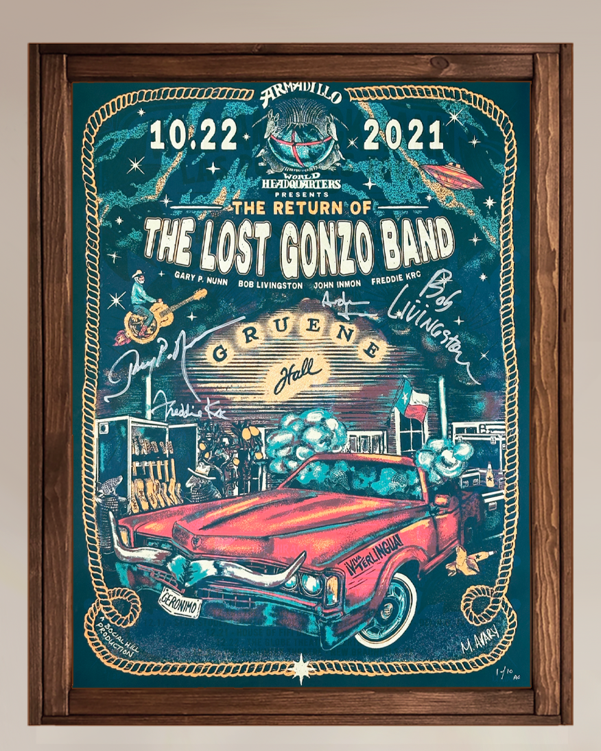 (Autographed by Band) • "The Return of The Lost Gonzo Band" 10.22.21 | Gruene Hall • Limited Edition Screen Print Poster