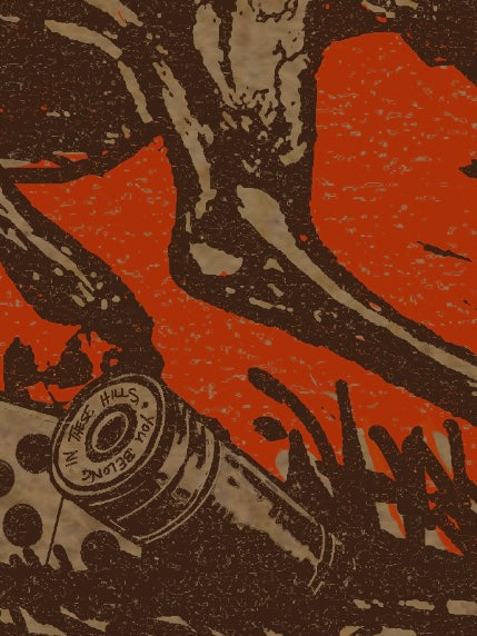 Turnpike poster printed detail with shell and ink texture